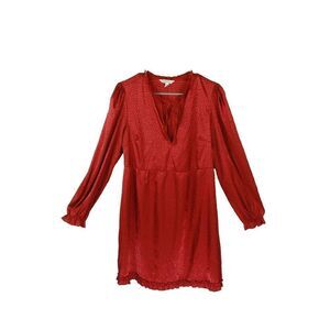 Speechless Dress Fit & Flare Red Ruffle Edge Long Sleeve Juniors Large